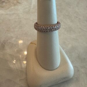 Elegant Pandora Timeless Pave Double-row Rose Gold Ring, Sz 7